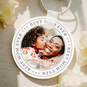 Best Mom Ever Classic Simple Photo Key Ring