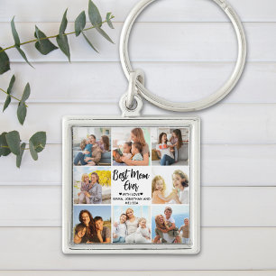 Best Mom Ever Collage 8 Photos of Children's Key Ring