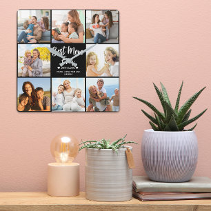 Best Mom Ever Collage 8 Photos of Children's Square Wall Clock