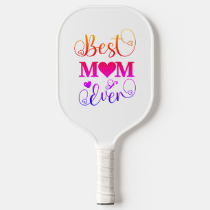 Best Mom Ever Colorful Ombre Typography Script Pickleball Paddle