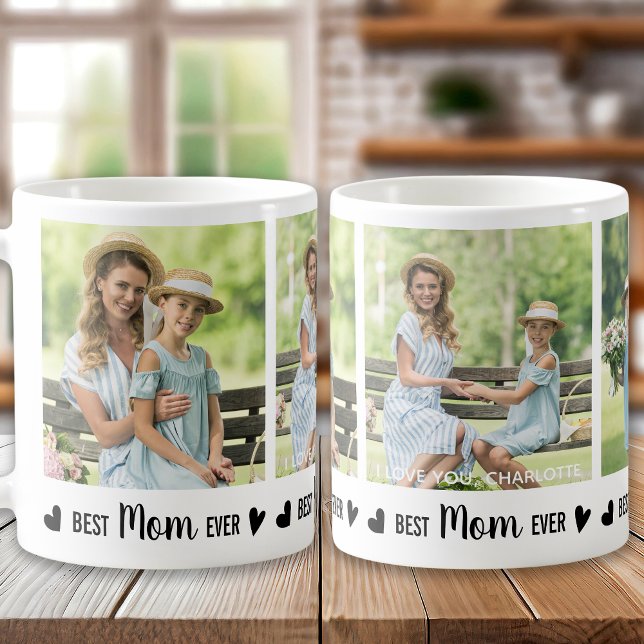 Best MOM Ever Custom 3 Photo Collage Mother's Day Coffee Mug (Creator Uploaded)