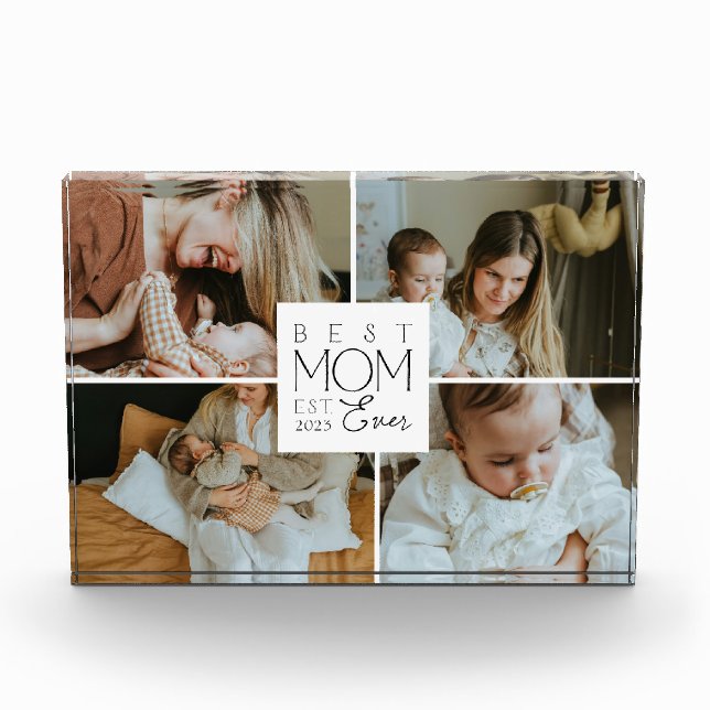 Best Mom Ever Custom 4 Photo Collage Block (Front)