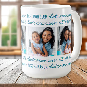 Best MOM Ever Custom 4 Photo Collage Mother's Day Coffee Mug