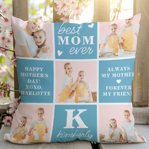 Best MOM Ever Custom 7 Photo Collage Mother's Day Cushion