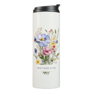 Best Mom Ever English Garden Flowers Bouquet Thermal Tumbler