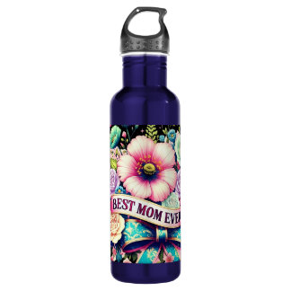 Best Mom Ever Floral Water Bottle – Vintage Roses 
