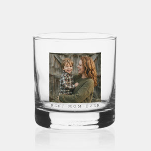 Best Mom Ever Full Photo Mother's Day Personalized Whiskey Glass
