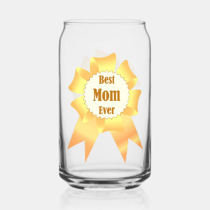 Best mom ever Golden winner award ribbon Can Glass