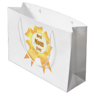 Best mom ever Golden winner award ribbon Large Gift Bag