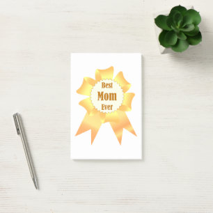 Best mom ever Golden winner award ribbon Post-it Notes