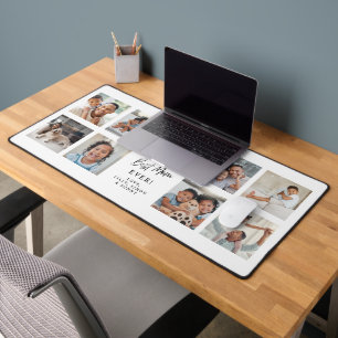 Best Mom Ever   Modern 9 Photo Collage Grid Desk Mat