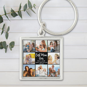 Best Mom Ever Modern Collage 8 Photos Key Ring