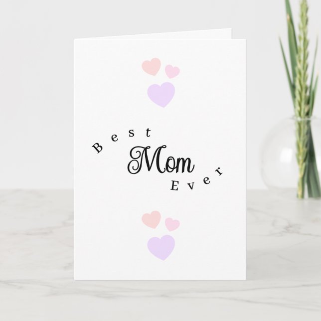 Best Mom Ever Modern Happy Mother's Day Hearts Card (Front)