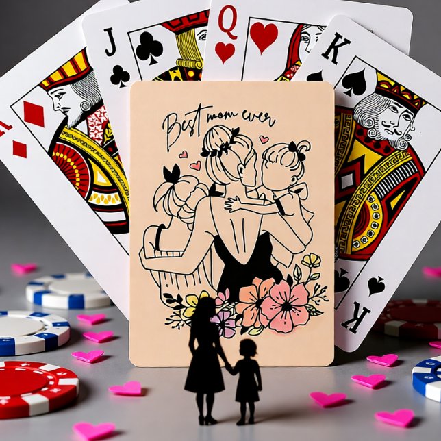 Best Mom Ever Mother and Children Floral Playing Cards (Best Mom Ever Mother and Children Floral Poker Cards)