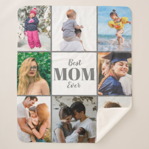 Best Mom Ever Mother's Day Family Photo Sherpa Blanket