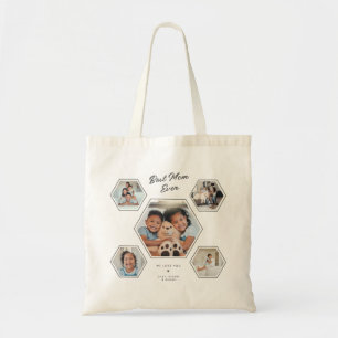 Best Mom Ever Multi Photo Custom Collage Script Tote Bag