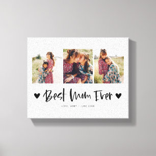 Best Mom Ever   Multi Photo Mother's Day Heart Canvas Print
