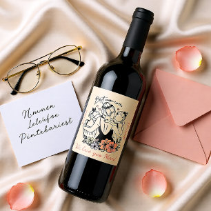 Best Mom ever mum, children and flowers custom Wine Label