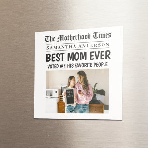 Best Mom Ever Newspaper Custom Name & Photo Magnet