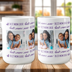 Best MOM Ever Personalised Modern 4 Photo Collage Coffee Mug