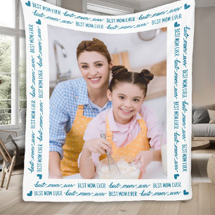 Best MOM Ever Personalised Modern Photo Fleece Blanket