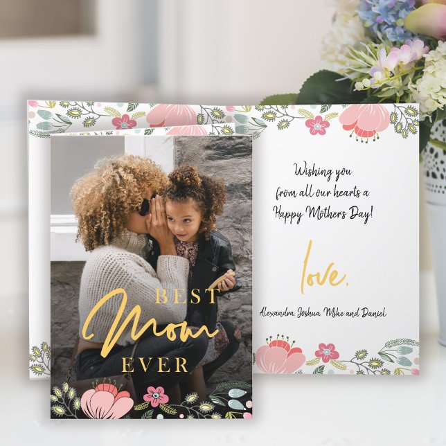 Best mom ever personalized photo Mothers Day Holiday Card (Creator Uploaded)