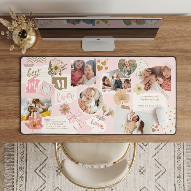 Best Mom Ever Personalized Scrapbook Photo Collage Desk Mat (Best Mom Ever Personalized Scrapbook Photo Collage Desk Mat)