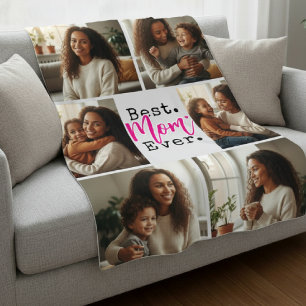 Best Mom Ever Photo Collage Birthday Mother's Day Fleece Blanket