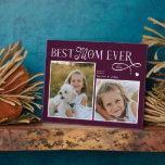Best Mom Ever Photo Heart Mothers Day Burgundy Plaque<br><div class="desc">Celebrate the woman whose love feels like home. This Best Mom Ever Heart Photo Plaque turns two of your most treasured memories into a beautiful daily reminder of how deeply she’s loved. Designed with a modern minimalist layout, elegant typography, and a soft heart detail, it captures the story of all...</div>