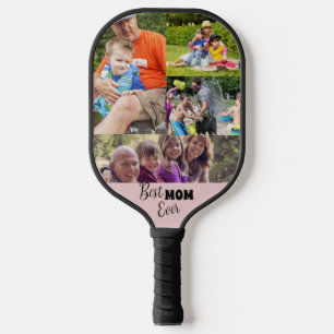 Best MOM ever Photo template Blush Pink Pickleball Paddle