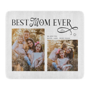 Best Mom Ever Photos Heart Mothers Day Gifts Cutting Board