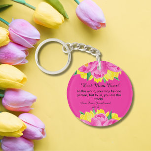 Best Mom Ever! Pink Acrylic Keychain