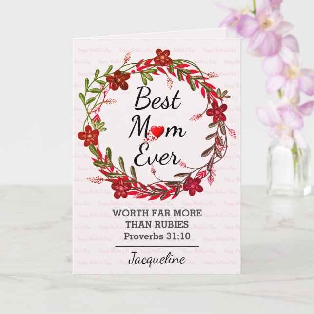 BEST MOM EVER Prov 31 Floral Mother's Day RED Card (Orchid)