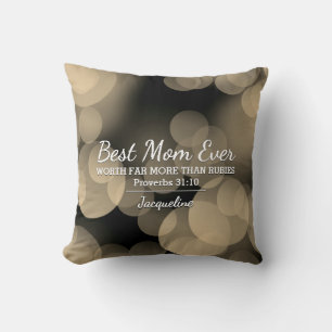 BEST MOM EVER Prov 31 Sepia Bokeh Personalised Cushion