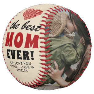 Best Mom Ever Red Heart Mother`s Day 2 Photo Softball
