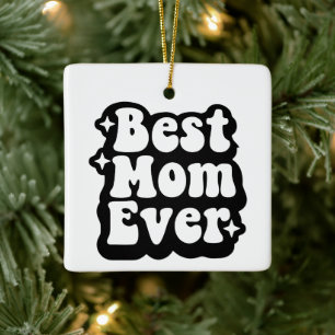 Best Mom Ever Retro Photo Christmas Keepsake  Ceramic Ornament