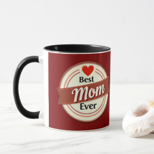 Best Mom Ever Retro Ribbon Emblem Mug