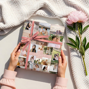 Best Mom Ever Script Mothers Day Photo Collage Wrapping Paper Sheet