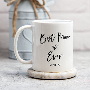 Best Mom Ever Simple Casual Script and Heart Coffee Mug