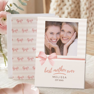 Best Mom Ever Soft Blush Cream Script Mother's Day Card