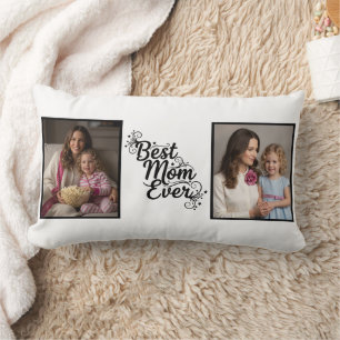 Best Mom Ever Sparkling Star 2 Photo Keepsake Lumbar Cushion