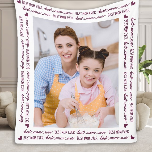 Best MOM Ever Unique Stylish Personalised Photo Fleece Blanket (Creator Uploaded)