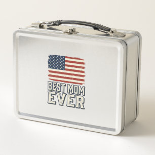 Best Mom Ever Vintage American Flag Shirt Design_1 Metal Lunch Box