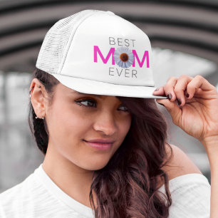 Best Mom Ever With Daisy Image Print (Pink V1) Trucker Hat
