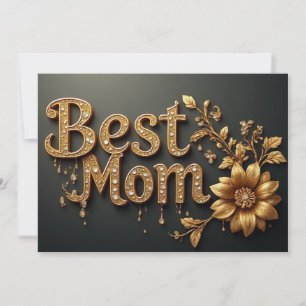Best Mom Gold Lettering Holiday Card