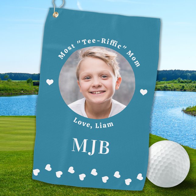 Best MOM Golfer Custom Photo Personalised Monogram Golf Towel (Creator Uploaded)