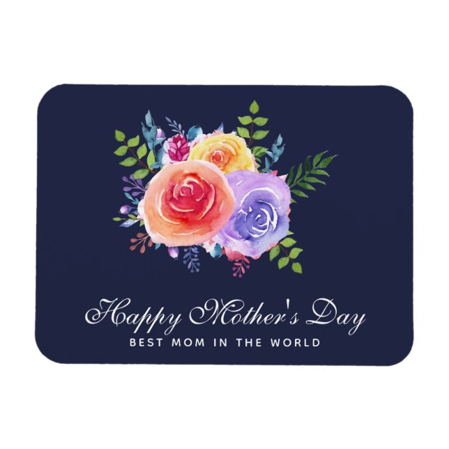 Best Mom in the World Mother's Day Roses Magnet (Horizontal)