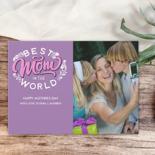 Best Mom in the World Scrip Photo Mom Thank You Card