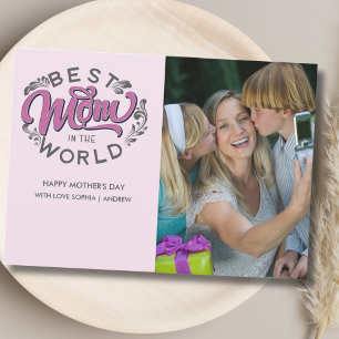 Best Mom in the World Scrip Photo Mom Thank You Card