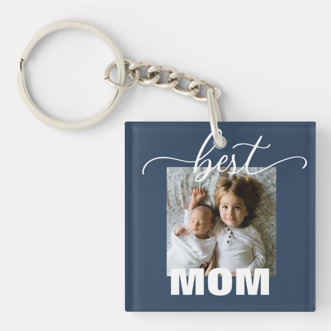 Best MOM Kids Photo Mother's Day Key Ring (Front)
